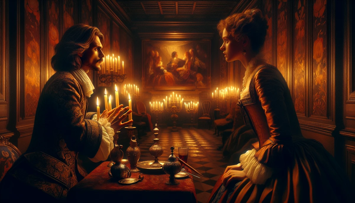 Illustration of d'Artagnan during the climax of The Three Musketeers, from the scene 'Execution of Milady de Winter'
