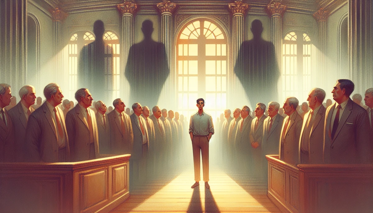 Illustration of Josef K. during the climax of The Trial, from the scene 'Execution in the Quarry'
